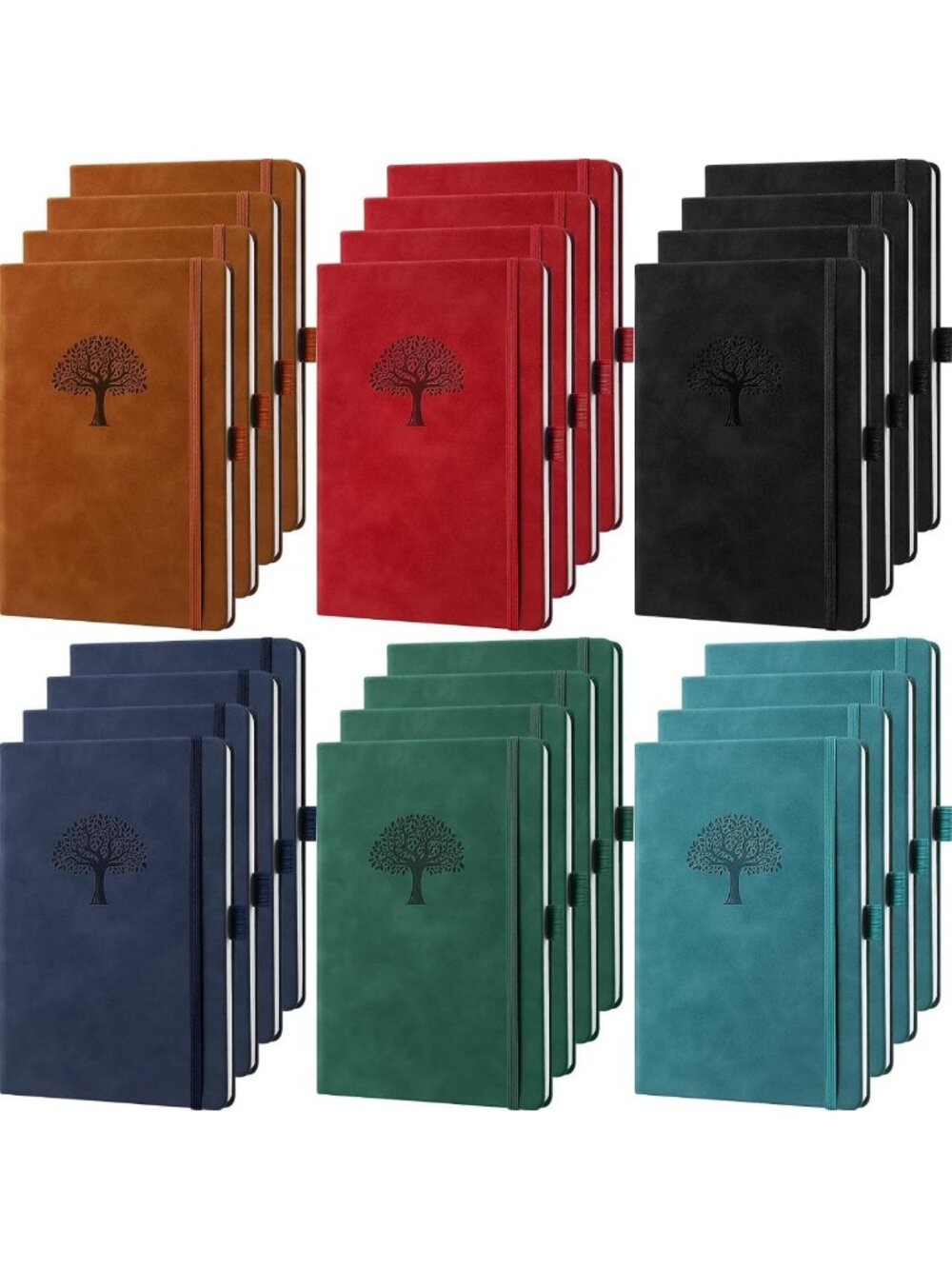 24 Pack A5 Leather Journals - Bulk Hardcover Notebooks in Vibrant Colors